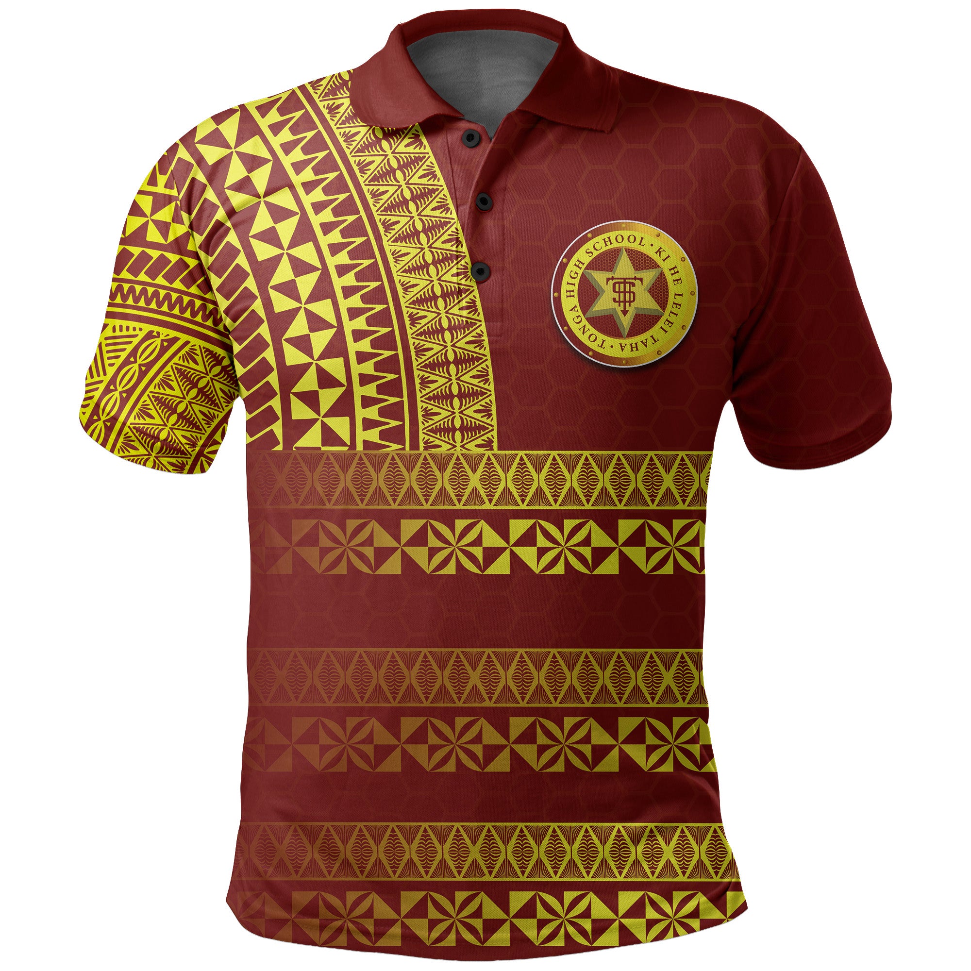 Custom Tonga High School Polo Shirt Tonga Tattoo Style LT6 Unisex Brown - Polynesian Pride