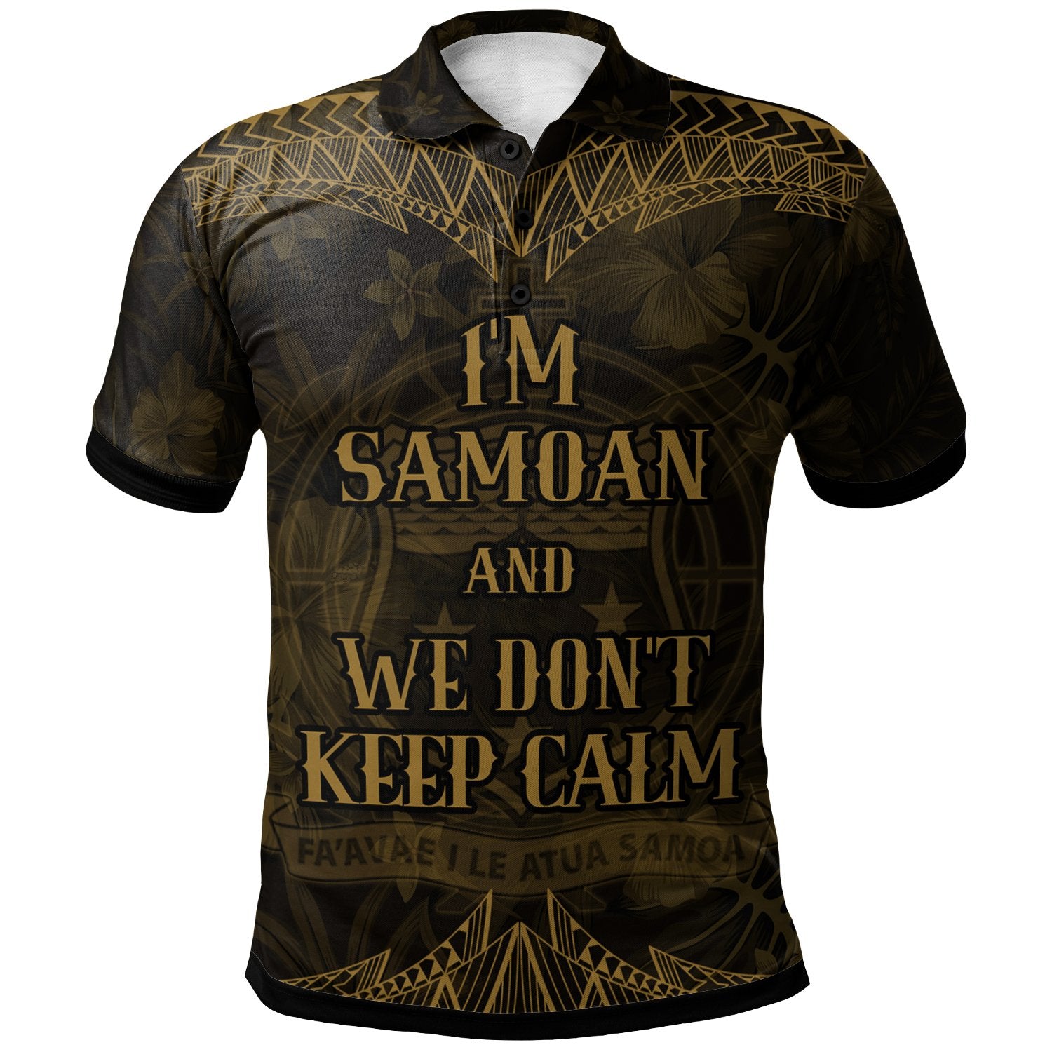 Samoa Polo Shirt Keep Calm Style Gold Patterns Unisex Gold - Polynesian Pride