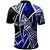 Tahiti Polo Shirt Tribal Flower Special Pattern Blue Color - Polynesian Pride
