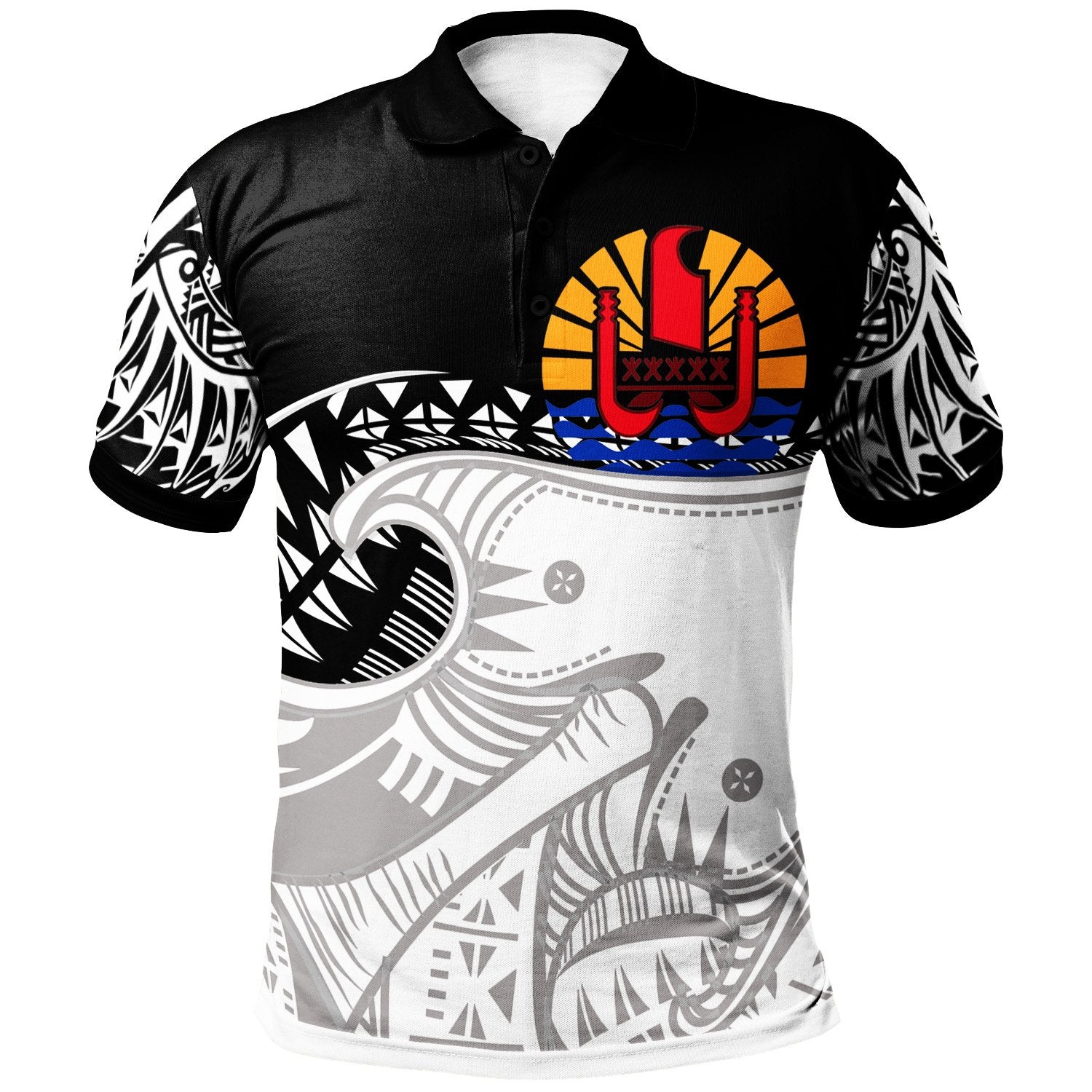 Tahiti Custom Polo Shirt Dynamic Style Unisex Black - Polynesian Pride