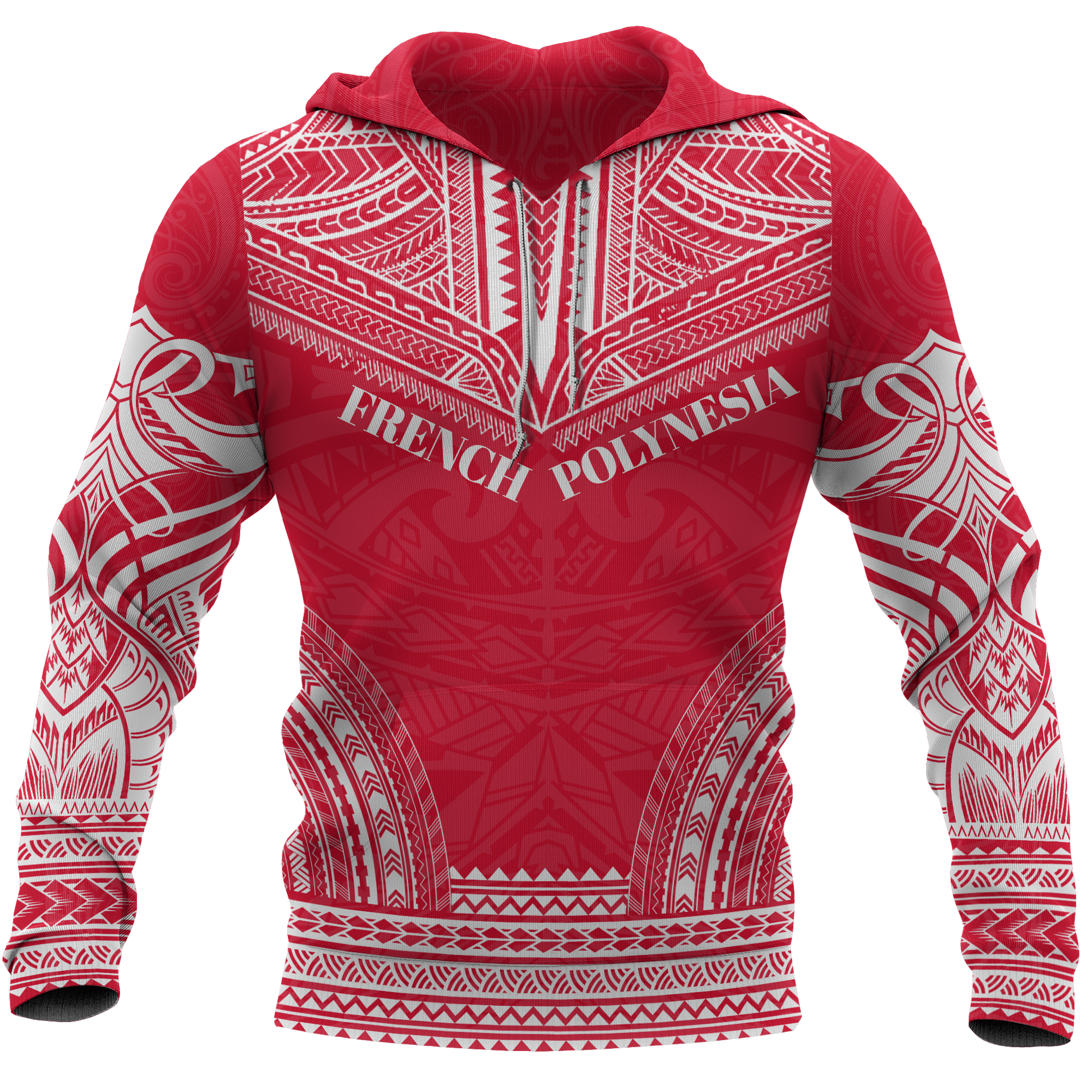 French Polynesia Chief Pullover Hoodie Unisex Red - Polynesian Pride