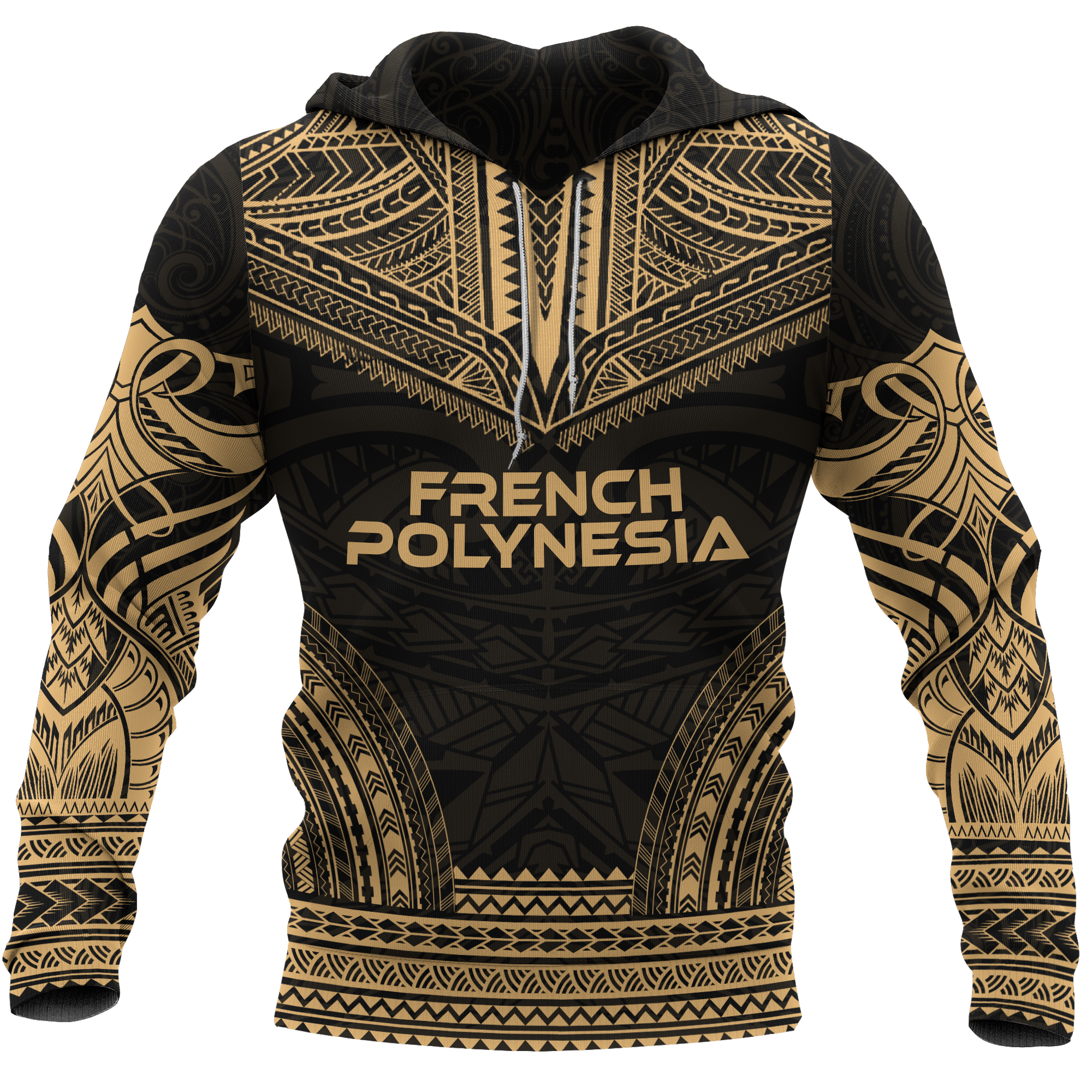 French Polynesia Gold Chief Hoodie Unisex Gold - Black - Polynesian Pride