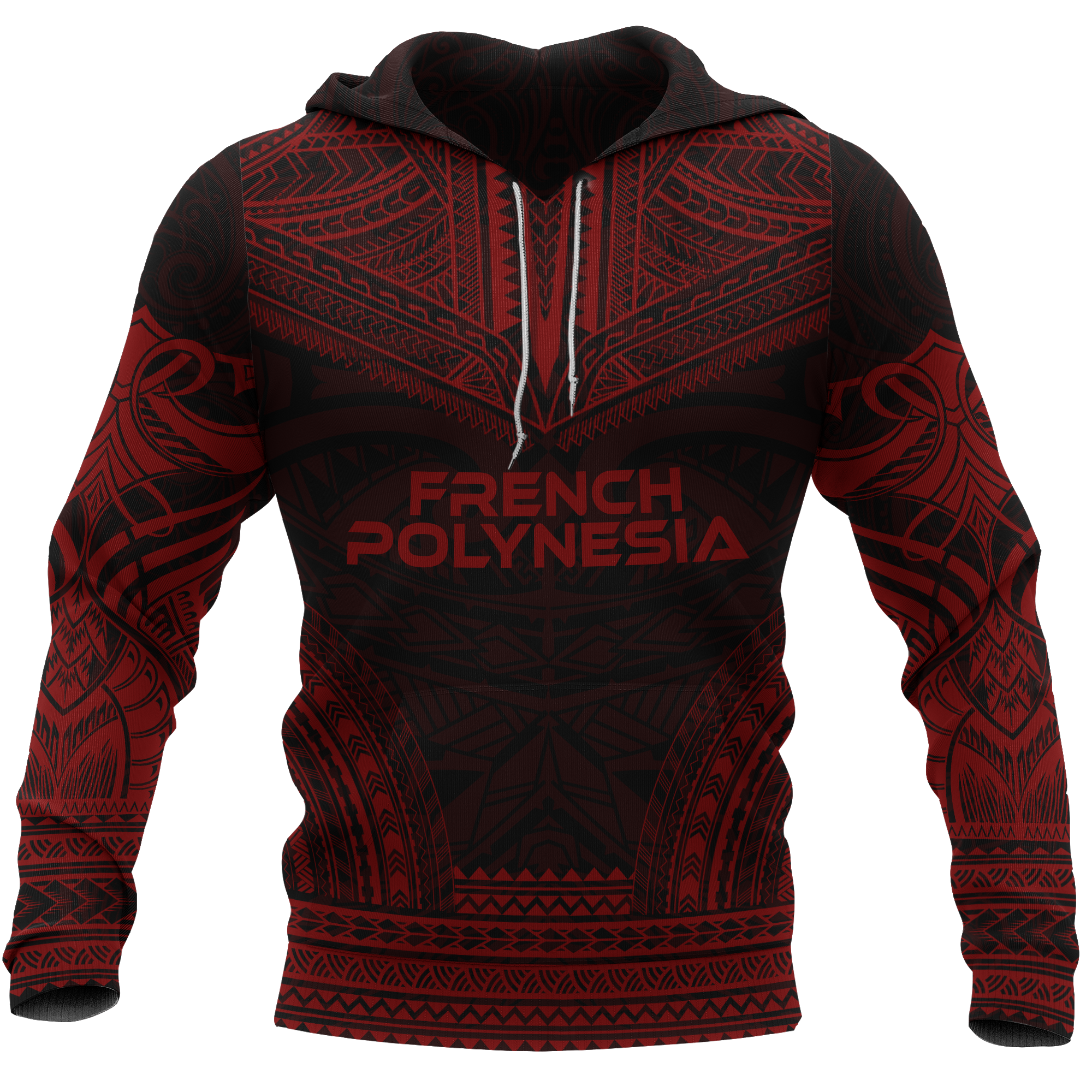 French Polynesia Red Chief Hoodie Unisex Black - Red - Polynesian Pride