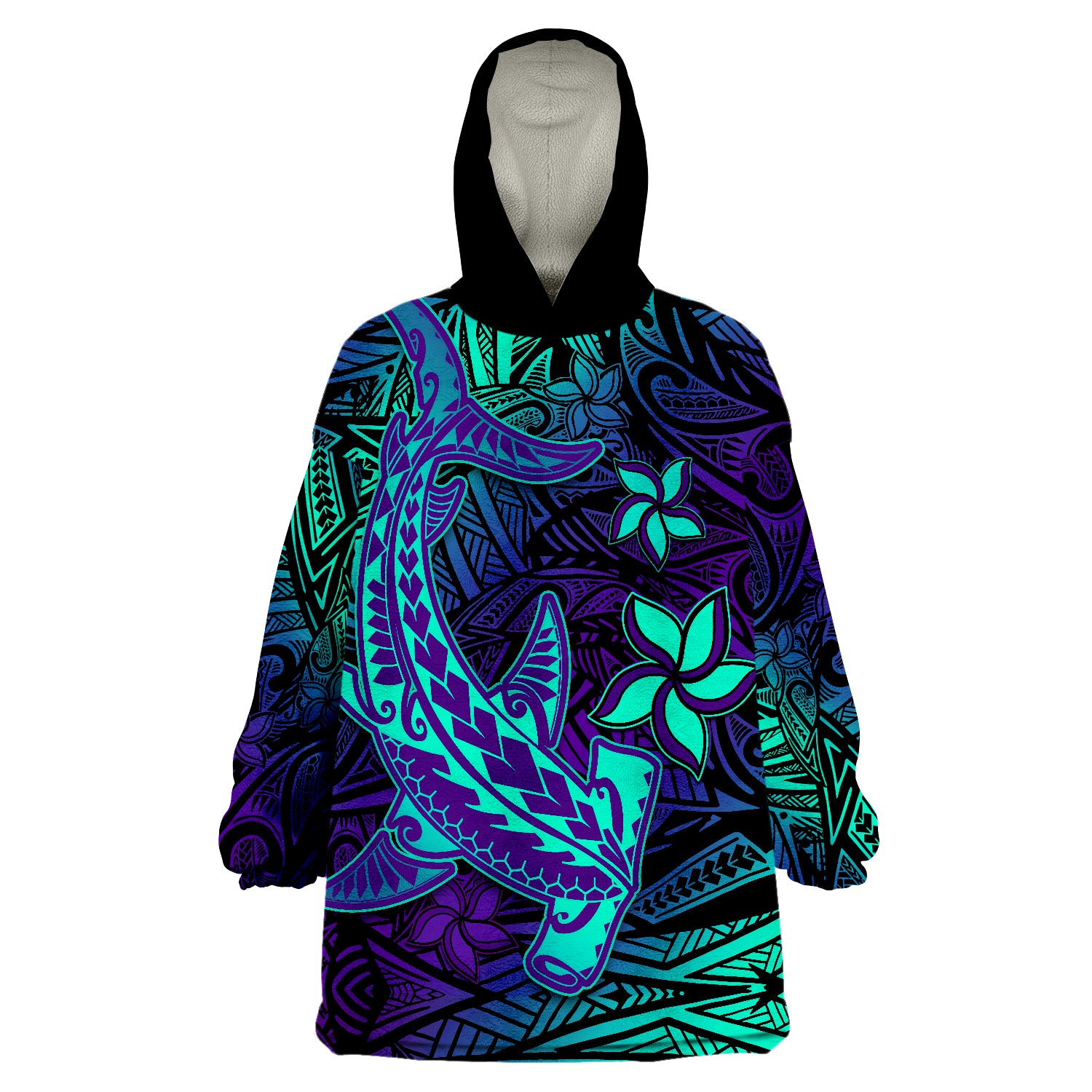 Polynesian Purple Paradise Hawaiian Tribal Hammerhead Shark Wearable Blanket Hoodie LT14 Unisex One Size - Polynesian Pride