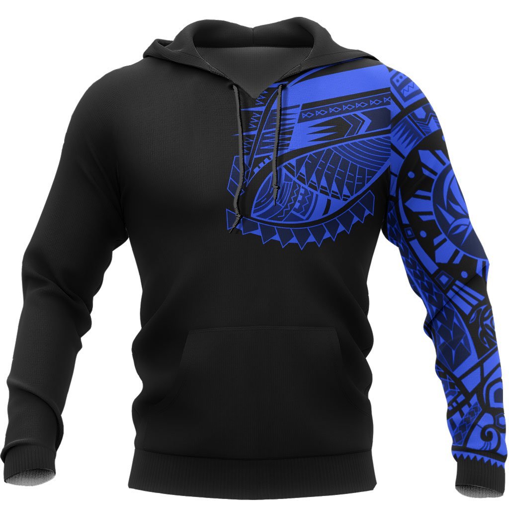 Hoodie Polynesian Tattoo Special Blue Unisex Black & Blue - Polynesian Pride