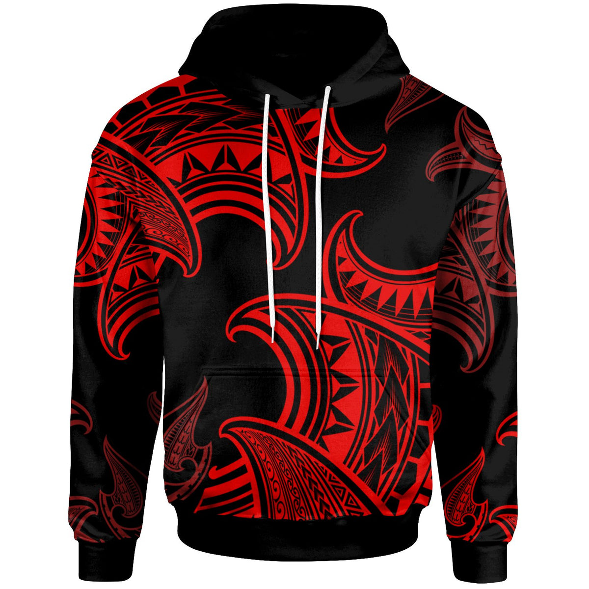 Polynesian Hoodie Sea Ripples Pattern Red Color Unisex Red - Polynesian Pride