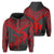 Polynesian Turtle Kanaka Map Hawaii Hoodie Zip Red Ti Style Unisex Red - Polynesian Pride