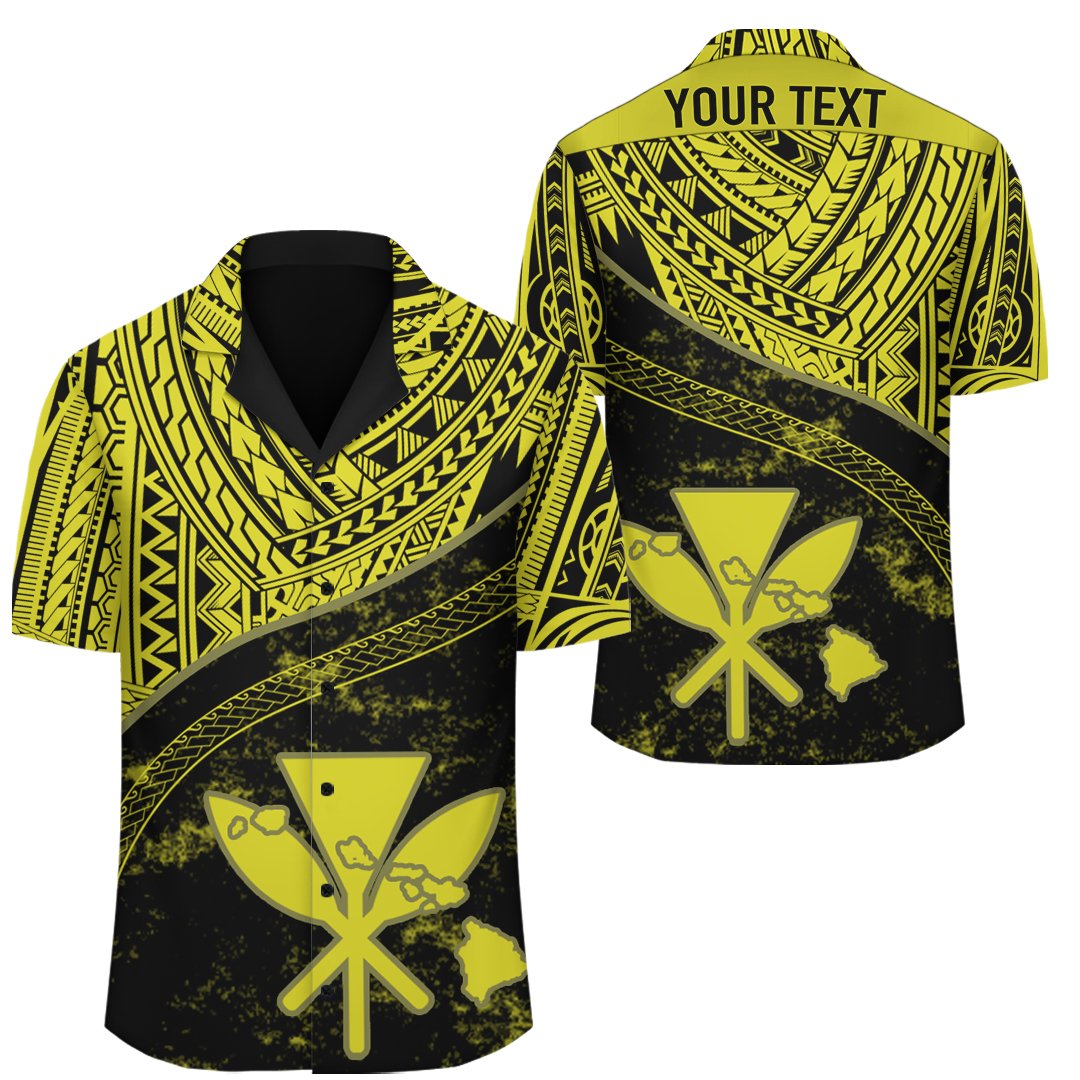 (Personalized) Hawaii Kanaka Map Polynesian Shirt - Kitta Style - Yellow Unisex Yellow - Polynesian Pride