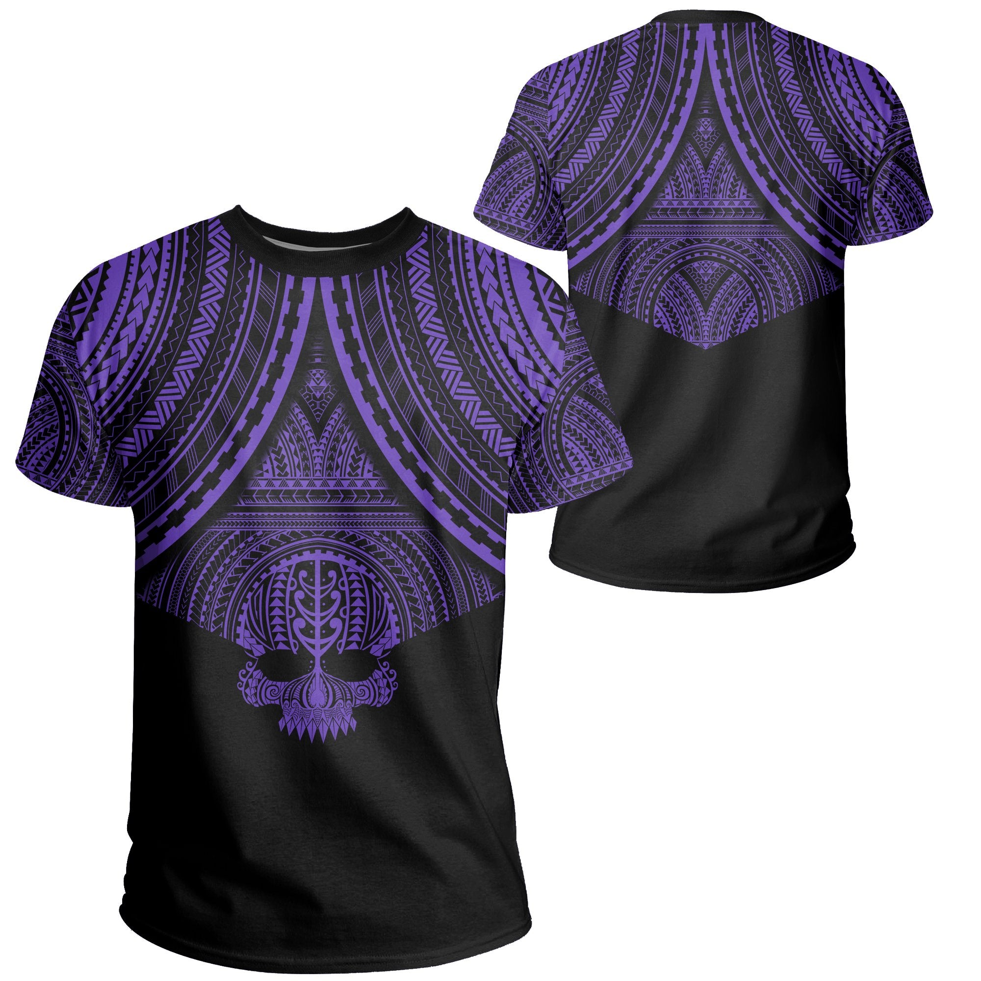 Skull Circle Polynesian T Shirt Purple Skull Style Unisex Purple - Polynesian Pride