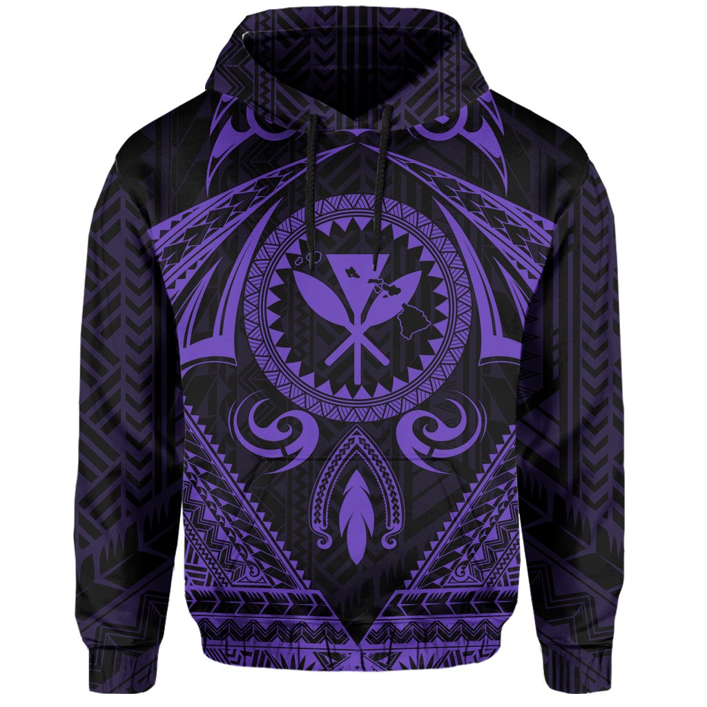 Polynesian Kakau Kanaka Turtle Map Hawaii Hoodie Circle Style Purple - Polynesian Pride