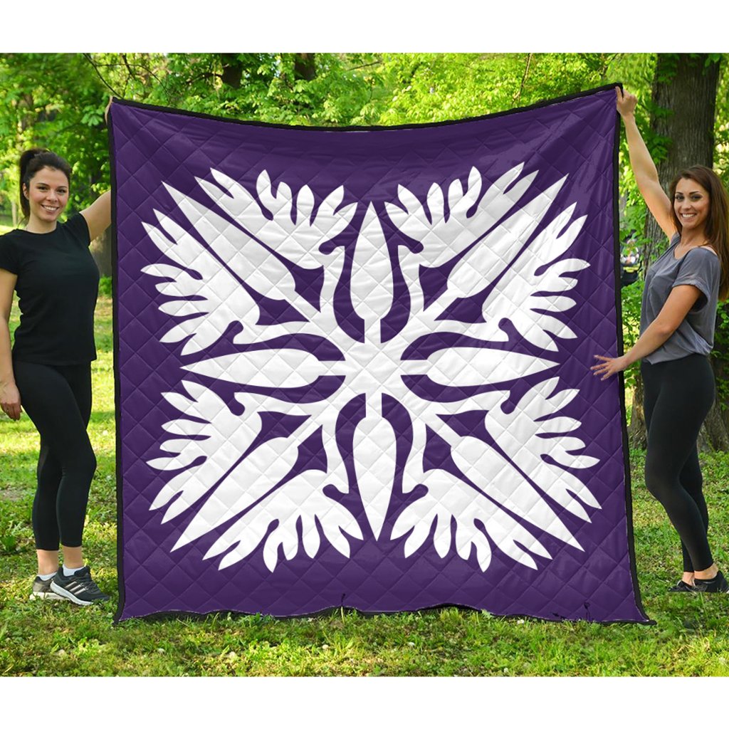 Hawaiian Royal Pattern Premium Quilt - Purple - A3 Style - AH Purple - Polynesian Pride