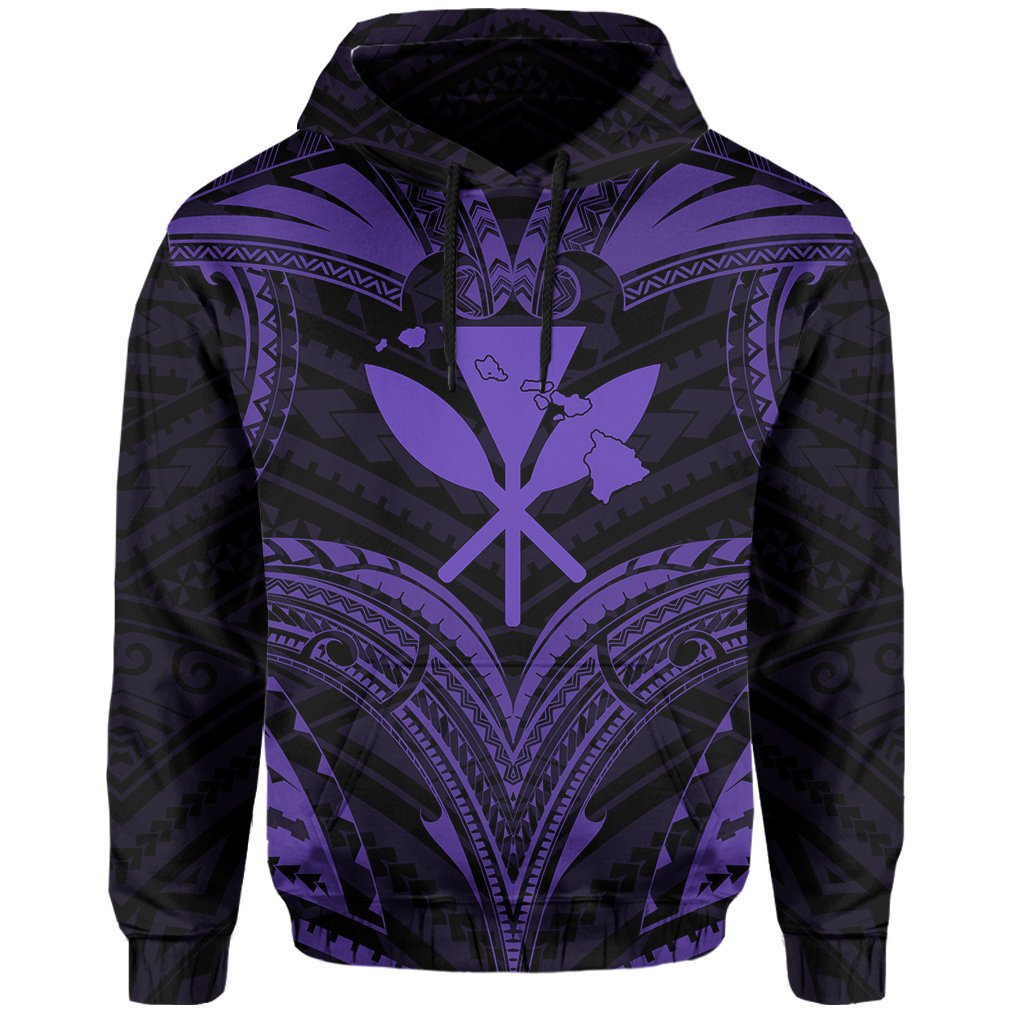 Polynesian Kanaka Shark Turtle Manta Ray Map of Hawaii Hoodie Purple - Polynesian Pride