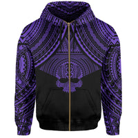 Polynesian Skull Hawaii Zip Hoodie Purple Circle Style - Polynesian Pride