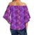 Tropical Leaves Jungle Monstera Leaf Purple Women's Off Shoulder Wrap Waist Top - AH - Polynesian Pride