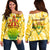 Hawaii Pineapple Crown Women Off Shoulder Sweater - Queen - AH Yellow - Polynesian Pride