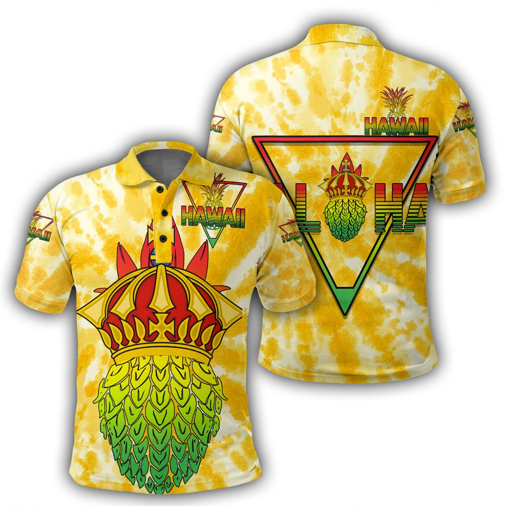 Hawaii Pineapple Crown Polo Shirt Queen AH Unisex Yellow - Polynesian Pride