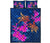 Hawaii Couple Turtle Hibiscus Valentine Quilt Bed Set - Light Style - AH Blue - Polynesian Pride