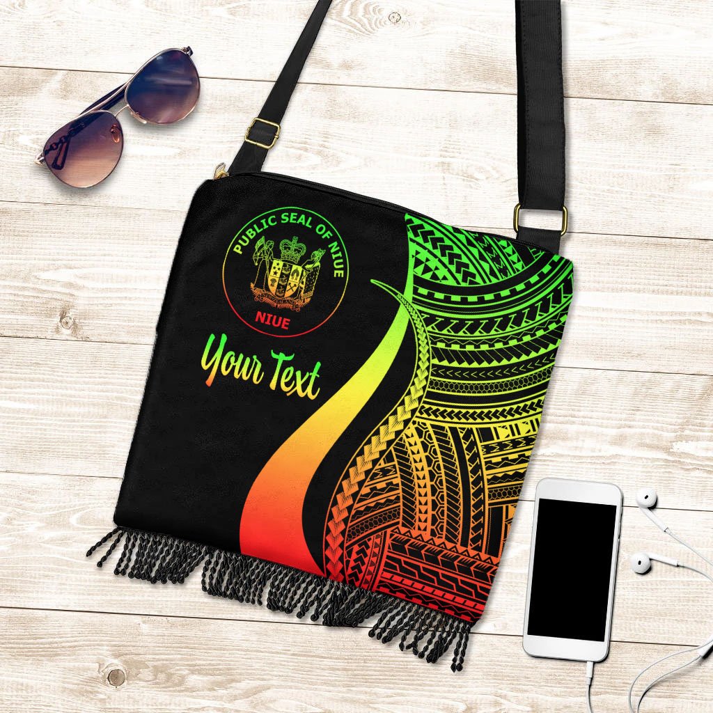 Niue Custom Personalised Boho Handbag - Reggae Polynesian Tentacle Tribal Pattern Boho Handbag One Size Reggae - Polynesian Pride