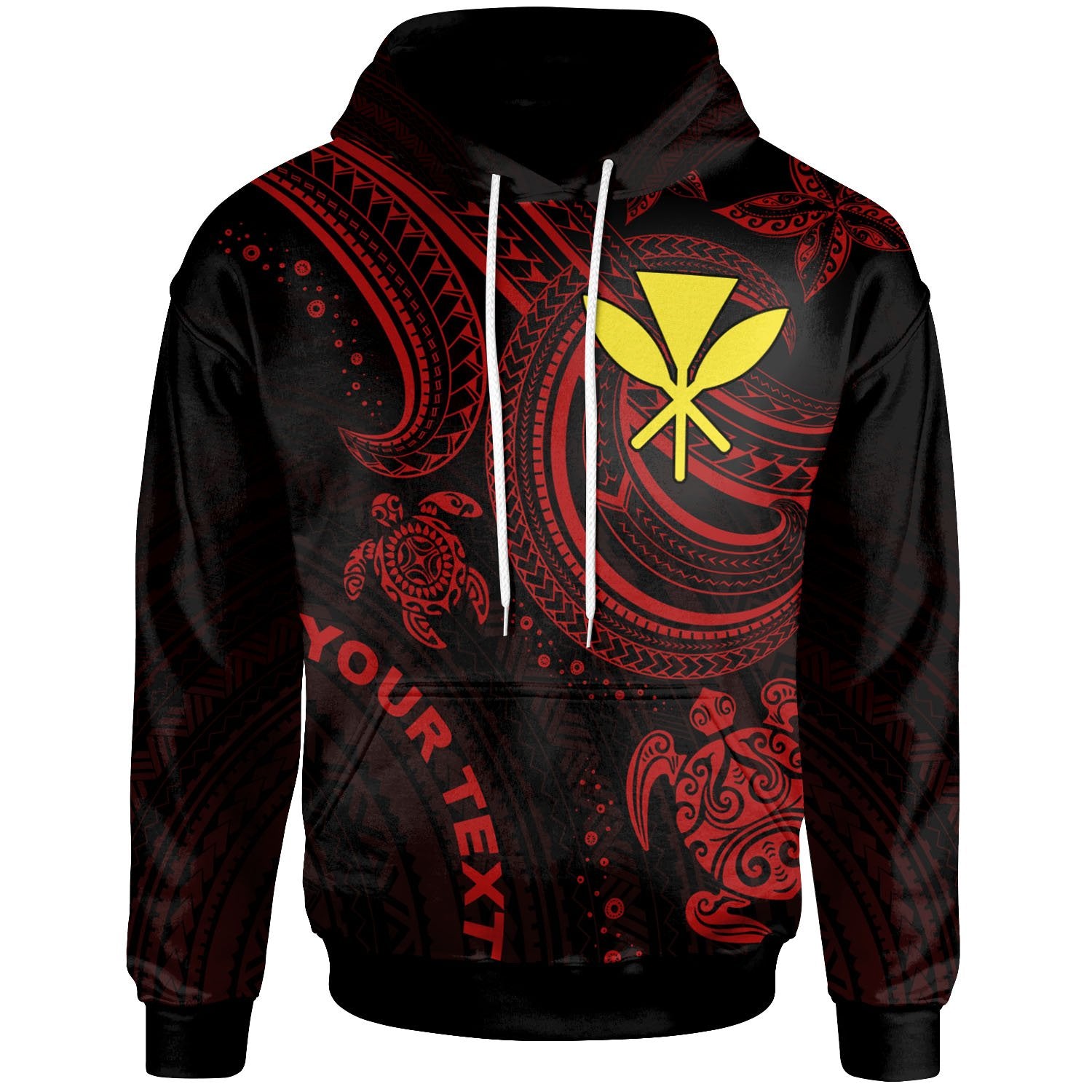 Hawaii Custom Hoodie Red Turtle Unisex Red - Polynesian Pride