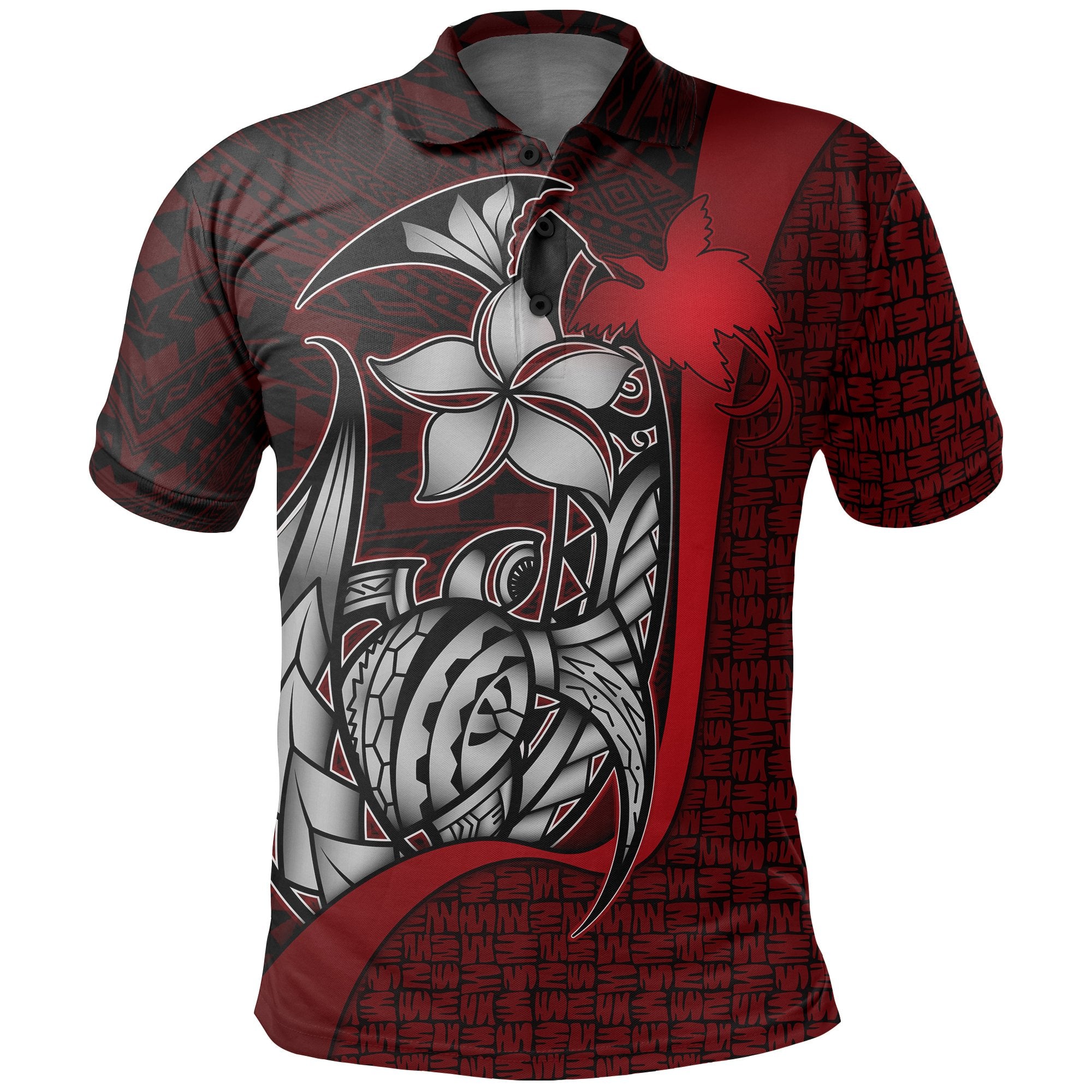 Papua New Guinea Polo Shirt Red Turtle with Hook Unisex RED - Polynesian Pride