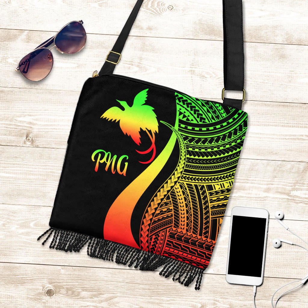 Papua New Guinea Boho Handbag - Reggae Polynesian Tentacle Tribal Pattern Boho Handbag One Size Reggae - Polynesian Pride