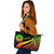 Tahiti Custom Personalised Large Leather Tote Bag - Reggae Polynesian Tentacle Tribal Pattern Reggae - Polynesian Pride