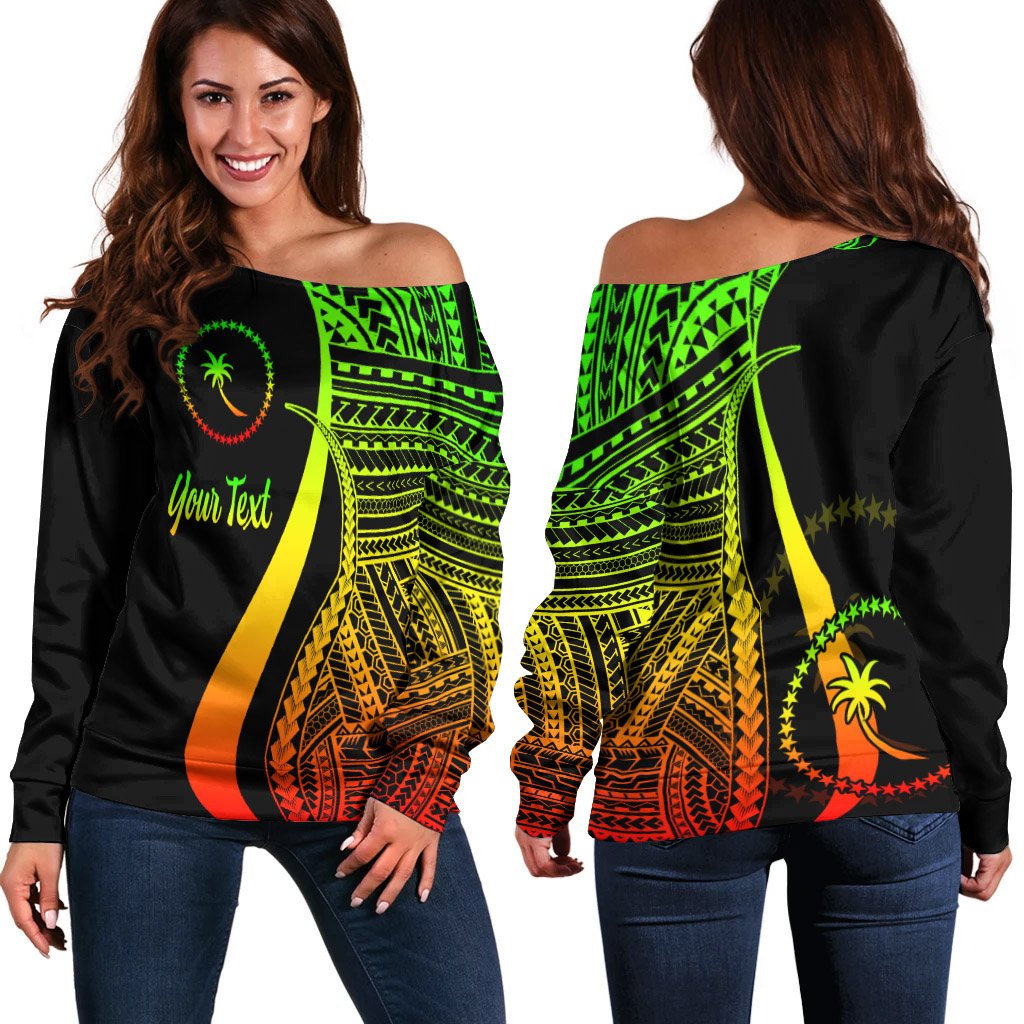 Chuuk Custom Personalised Women's Off Shoulder Sweater - Reggae Polynesian Tentacle Tribal Pattern Art - Polynesian Pride