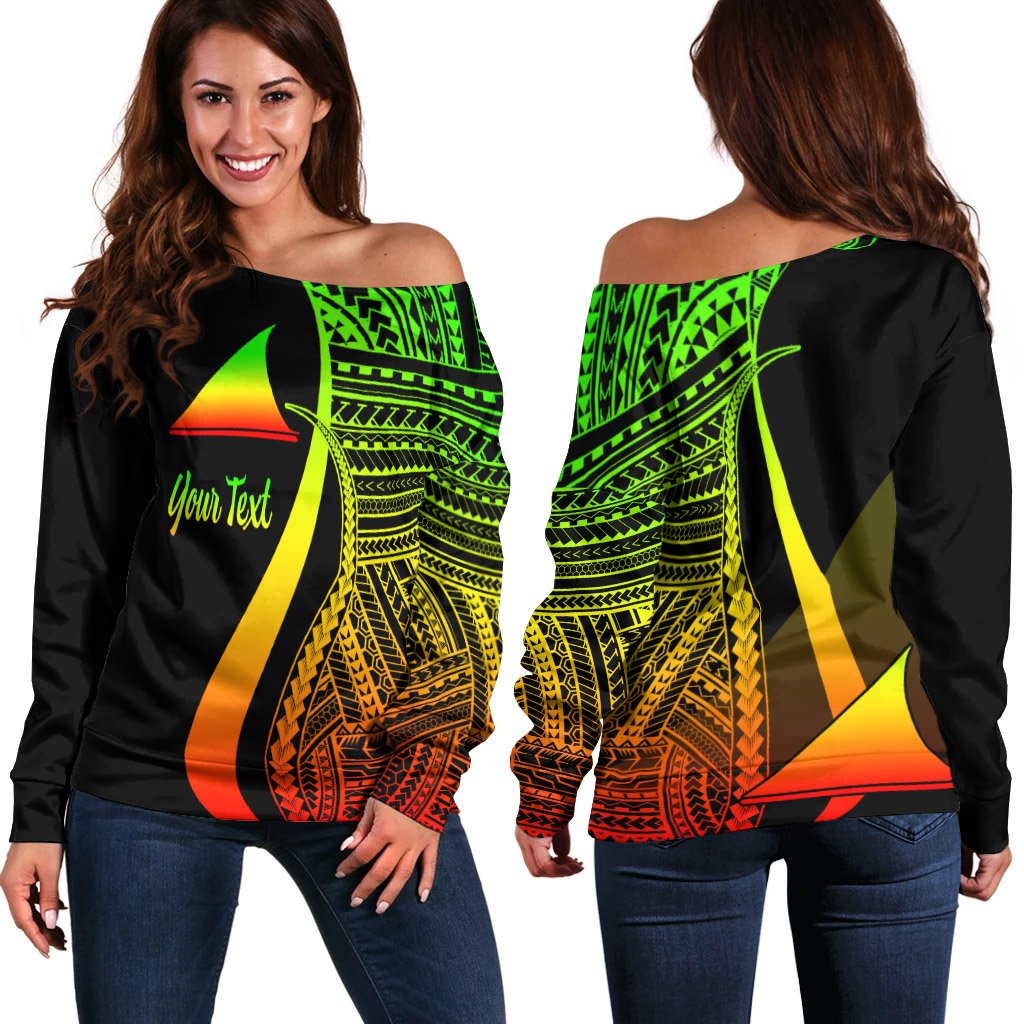 Tokelau Custom Personalised Women's Off Shoulder Sweater - Reggae Polynesian Tentacle Tribal Pattern Art - Polynesian Pride