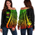 Hawaii Women's Off Shoulder Sweater - Reggae Polynesian Tentacle Tribal Pattern Art - Polynesian Pride