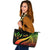 Kosrae Large Leather Tote Bag - Reggae Polynesian Tentacle Tribal Pattern Reggae - Polynesian Pride