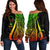 Cook Islands Women's Off Shoulder Sweater - Reggae Polynesian Tentacle Tribal Pattern Art - Polynesian Pride