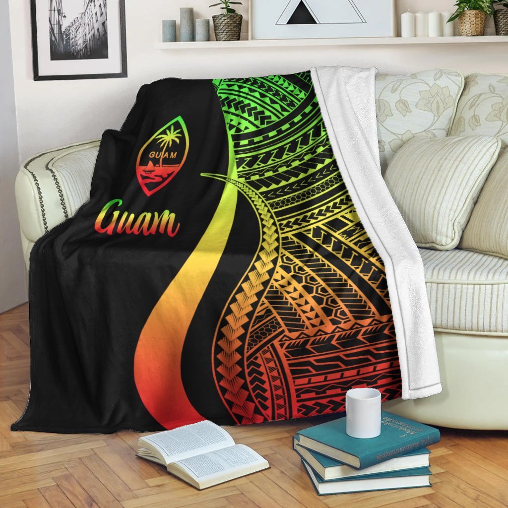 Guam Premium Blanket - Reggae Polynesian Tentacle Tribal Pattern - Polynesian Pride