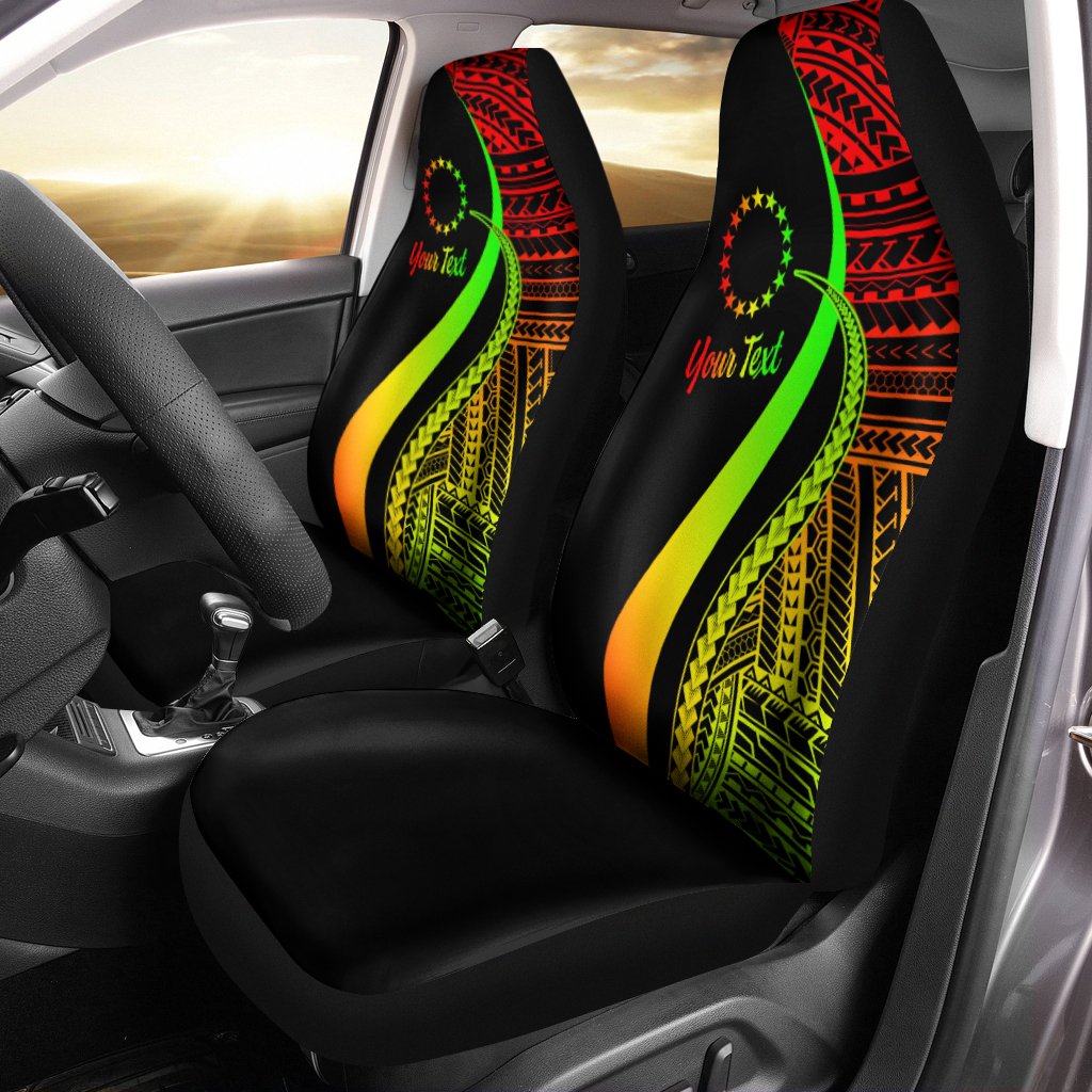 Cook Islands Custom Personalised Car Seat Covers - Reggae Polynesian Tentacle Tribal Pattern Universal Fit Reggae - Polynesian Pride