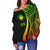 Northern Mariana Islands Women's Off Shoulder Sweater - Reggae Polynesian Tentacle Tribal Pattern - Polynesian Pride