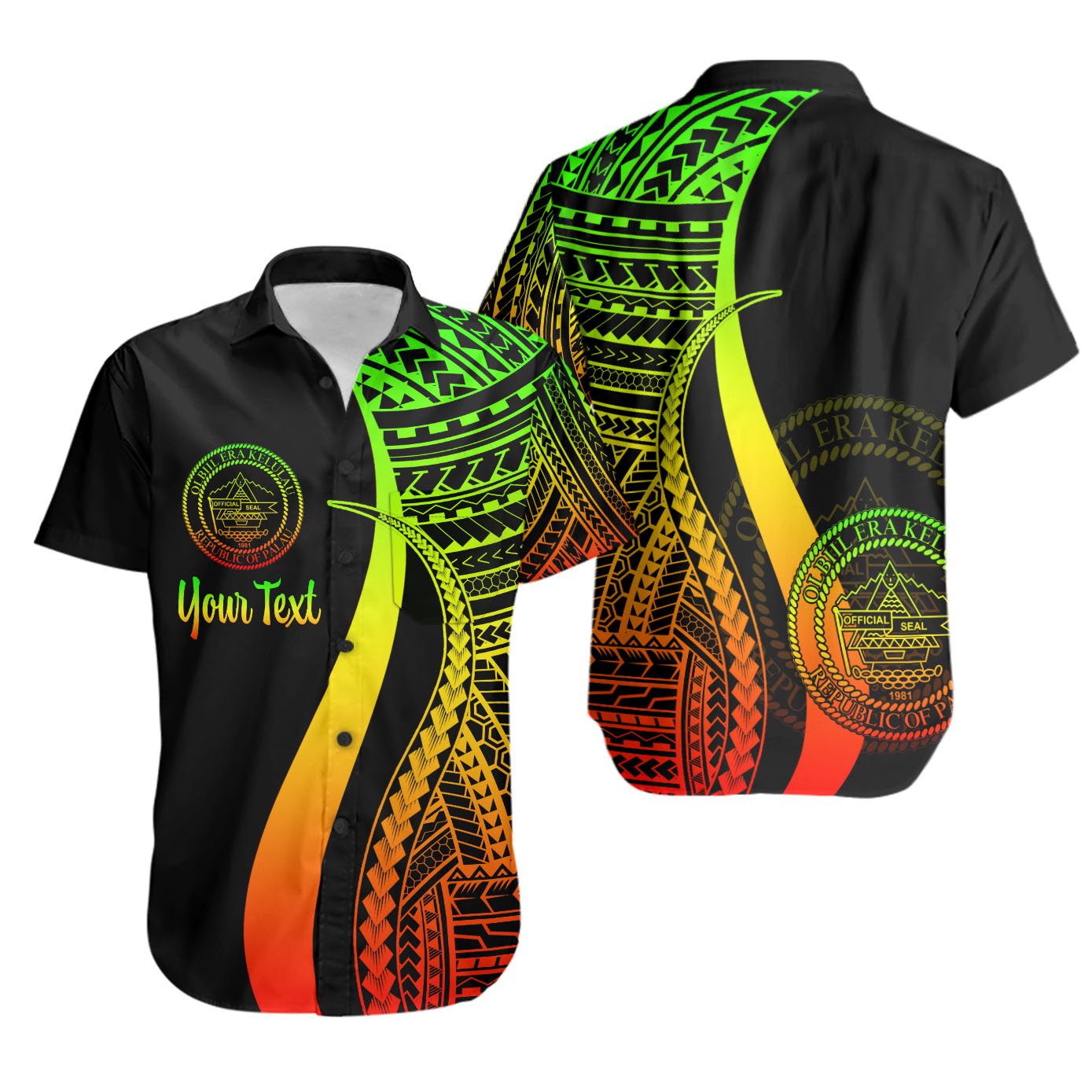 Palau Custom Personalised Short Sleeve Shirts - Reggae Polynesian Tentacle Tribal Pattern Crest Unisex Reggae - Polynesian Pride