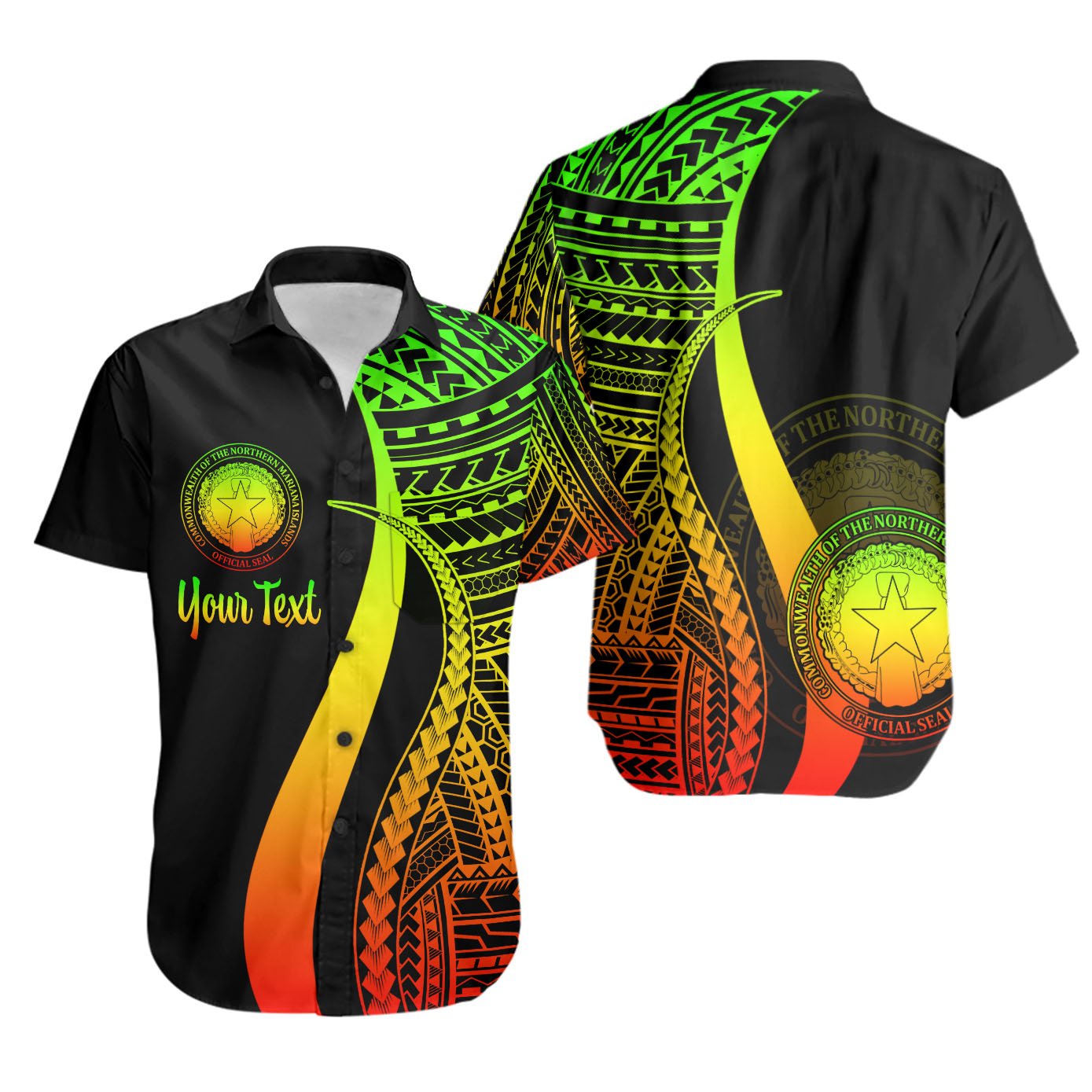 Northern Mariana Islands Custom Personalised Short Sleeve Shirts - Reggae Polynesian Tentacle Tribal Pattern Unisex Reggae - Polynesian Pride