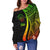 Palau Women's Off Shoulder Sweater - Reggae Polynesian Tentacle Tribal Pattern Crest - Polynesian Pride