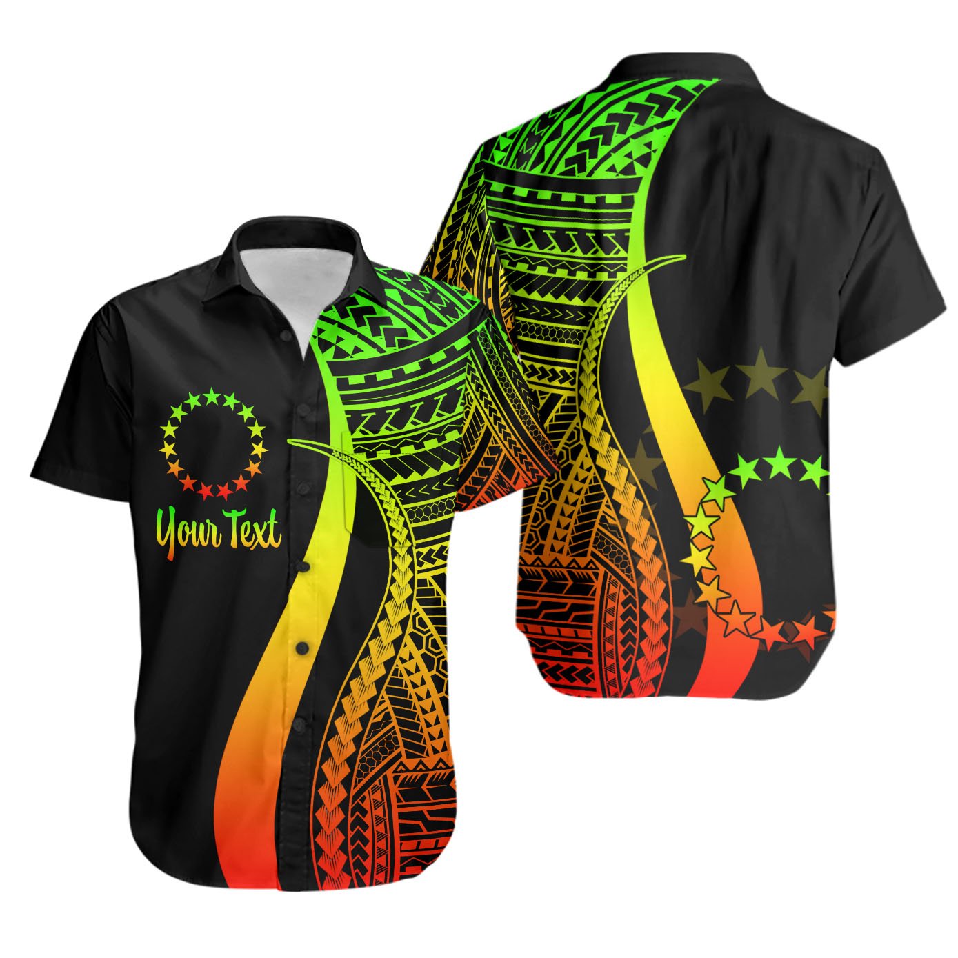 Cook Islands Custom Personalised Short Sleeve Shirts - Reggae Polynesian Tentacle Tribal Pattern Unisex Reggae - Polynesian Pride