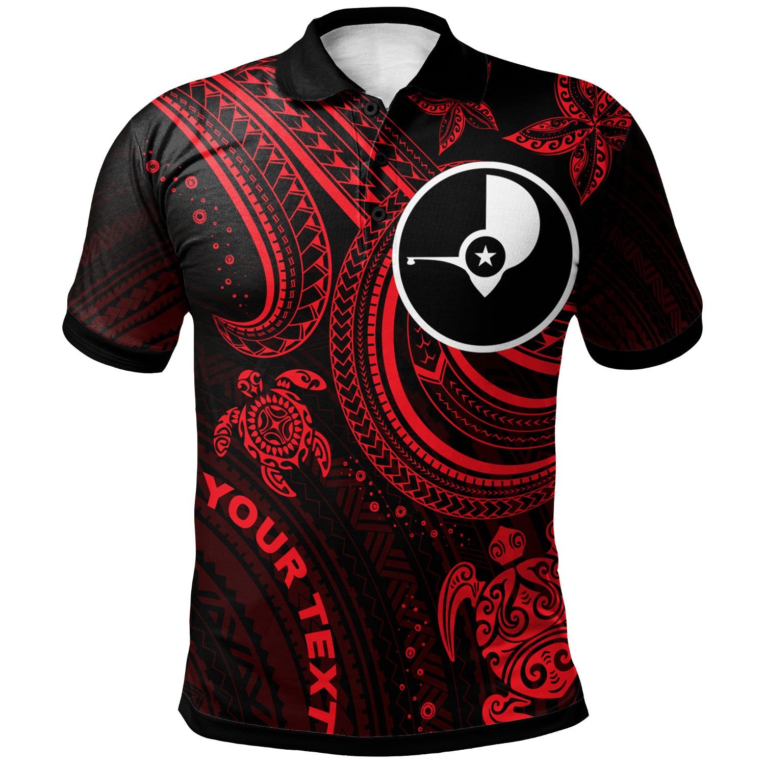 Yap Custom Polo Shirt Red Turtle Unisex Red - Polynesian Pride