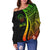 Palau Custom Personalised Women's Off Shoulder Sweater - Reggae Polynesian Tentacle Tribal Pattern Crest - Polynesian Pride