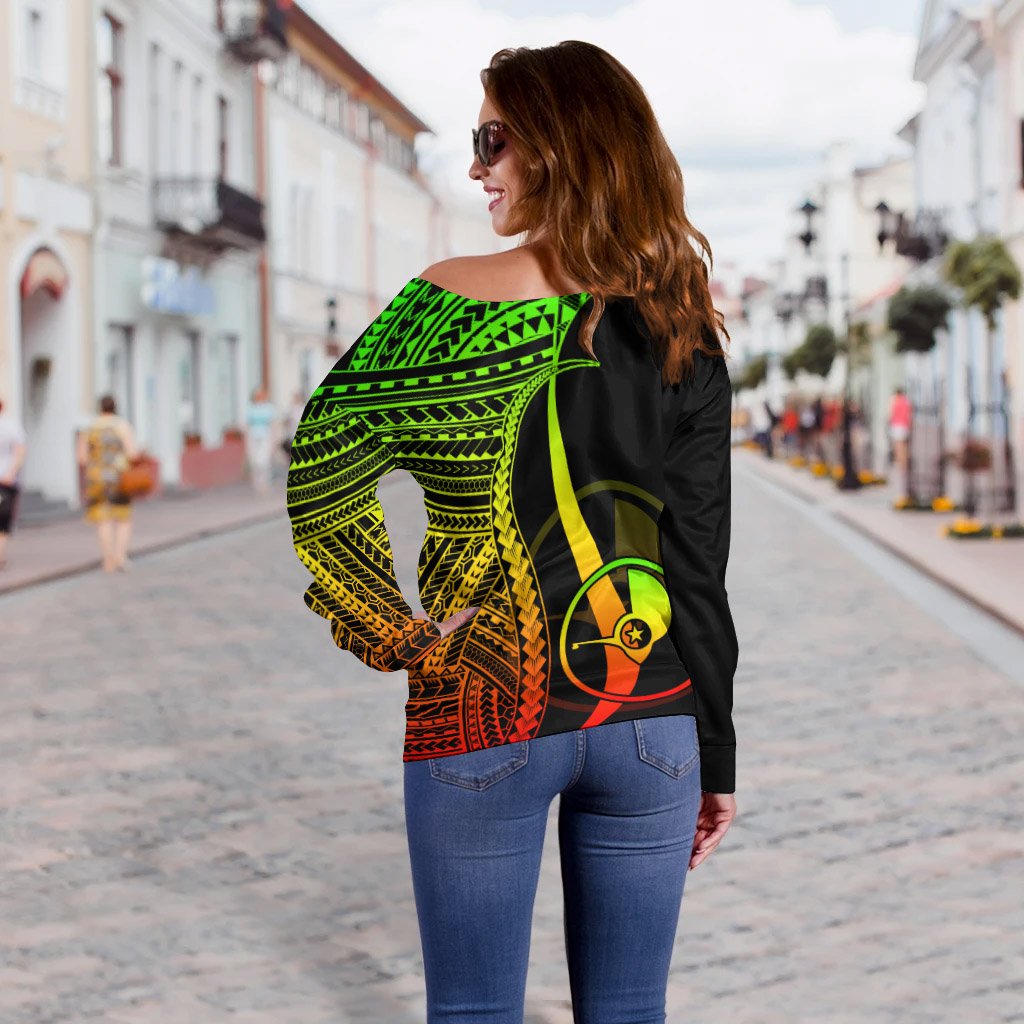 Yap Custom Personalised Women's Off Shoulder Sweater - Reggae Polynesian Tentacle Tribal Pattern - Polynesian Pride