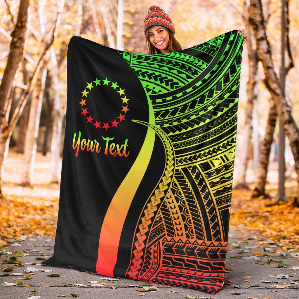 Cook Islands Custom Personalised Premium Blanket - Reggae Polynesian Tentacle Tribal Pattern - Polynesian Pride