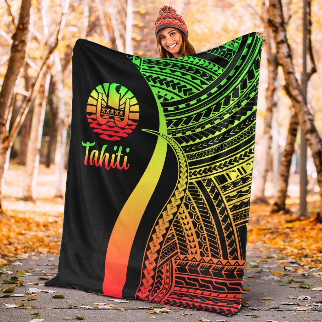 Tahiti Premium Blanket - Reggae Polynesian Tentacle Tribal Pattern - Polynesian Pride