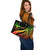 Hawaii Large Leather Tote Bag - Reggae Polynesian Tentacle Tribal Pattern - Polynesian Pride