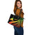 Tokelau Large Leather Tote Bag - Reggae Polynesian Tentacle Tribal Pattern - Polynesian Pride