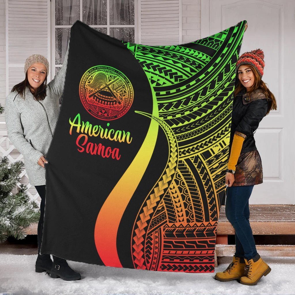 American Samoa Premium Blanket - Reggae Polynesian Tentacle Tribal Pattern White - Polynesian Pride