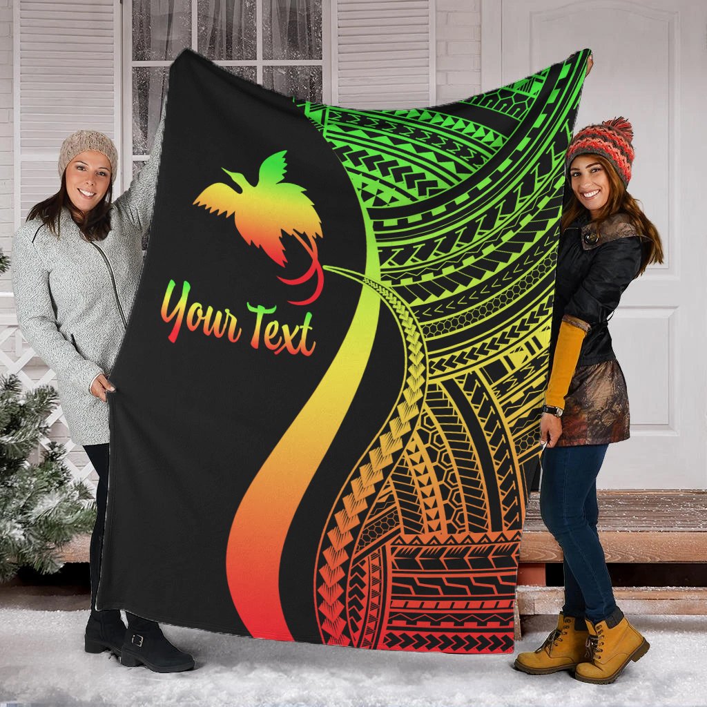 Papua New Guinea Custom Personalised Premium Blanket - Reggae Polynesian Tentacle Tribal Pattern White - Polynesian Pride