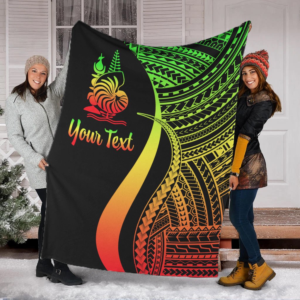 New Caledonia Custom Personalised Premium Blanket - Reggae Polynesian Tentacle Tribal Pattern Crest White - Polynesian Pride