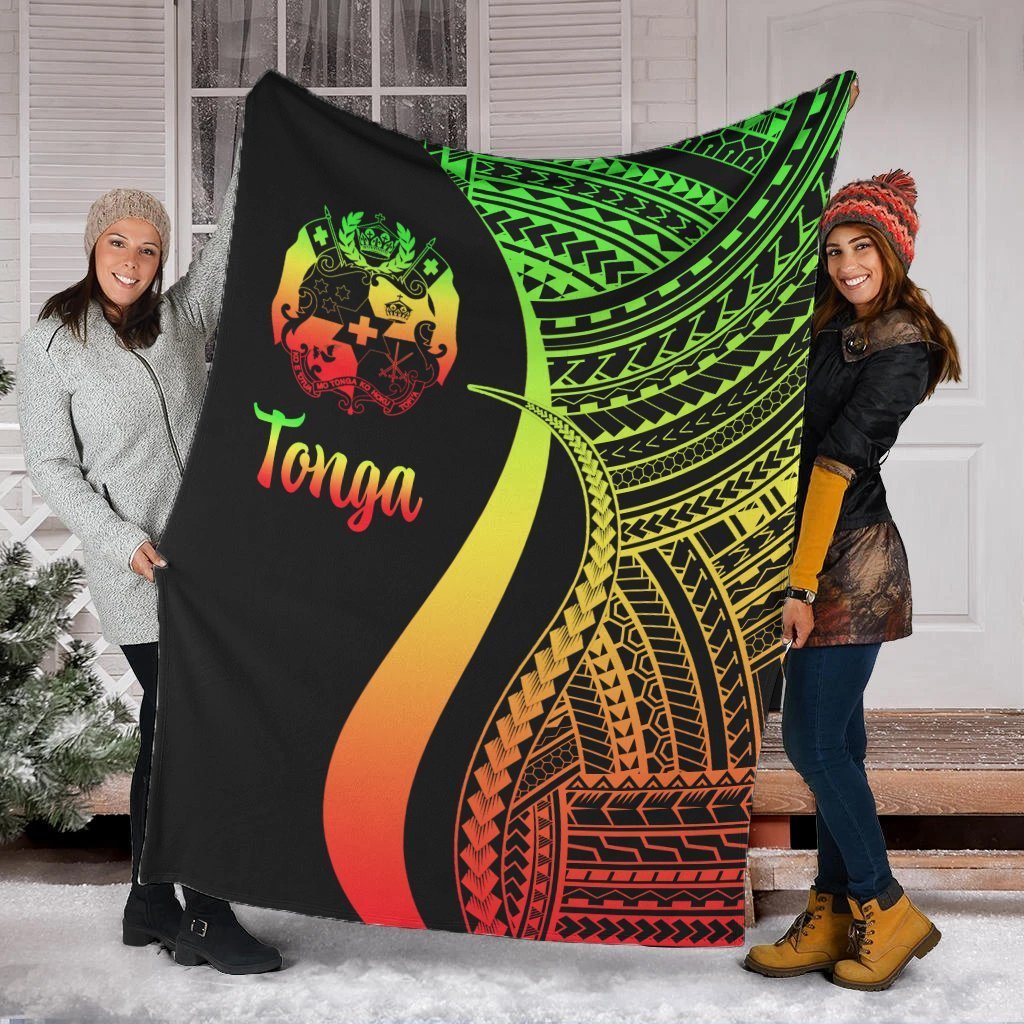 Tonga Premium Blanket - Reggae Polynesian Tentacle Tribal Pattern White - Polynesian Pride