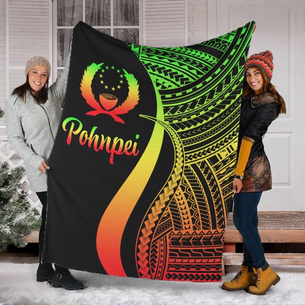 Pohnpei Premium Blanket - Reggae Polynesian Tentacle Tribal Pattern White - Polynesian Pride